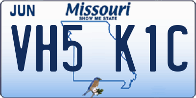 MO license plate VH5K1C