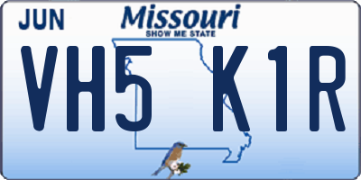 MO license plate VH5K1R