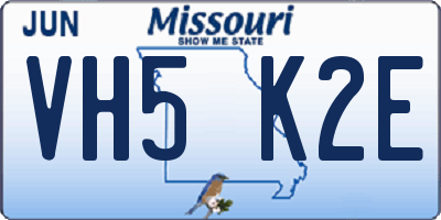 MO license plate VH5K2E