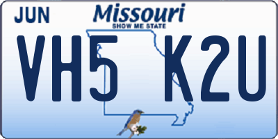 MO license plate VH5K2U