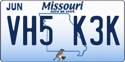 MO license plate VH5K3K