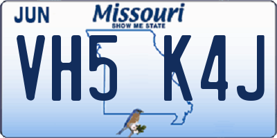 MO license plate VH5K4J