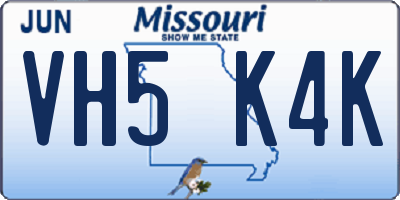 MO license plate VH5K4K