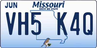 MO license plate VH5K4Q