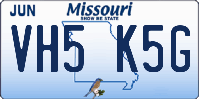 MO license plate VH5K5G