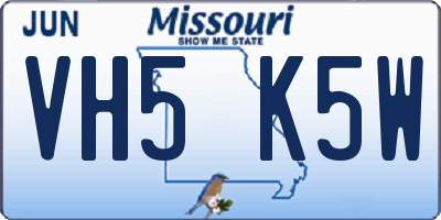 MO license plate VH5K5W
