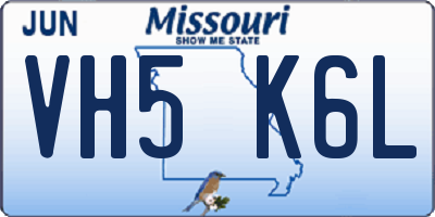MO license plate VH5K6L