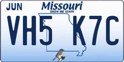 MO license plate VH5K7C