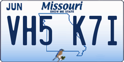 MO license plate VH5K7I