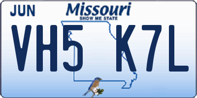 MO license plate VH5K7L
