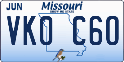 MO license plate VK0C6O