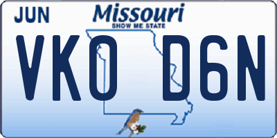 MO license plate VK0D6N