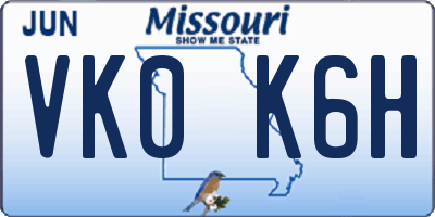 MO license plate VK0K6H