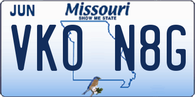 MO license plate VK0N8G