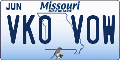 MO license plate VK0V0W