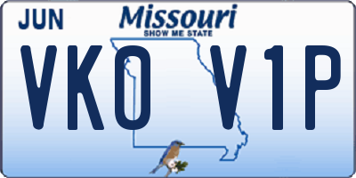 MO license plate VK0V1P