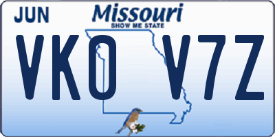 MO license plate VK0V7Z