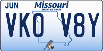 MO license plate VK0V8Y