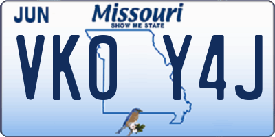 MO license plate VK0Y4J
