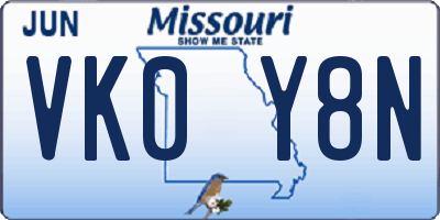 MO license plate VK0Y8N