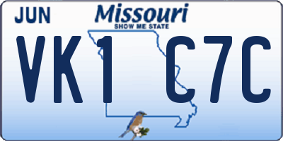 MO license plate VK1C7C