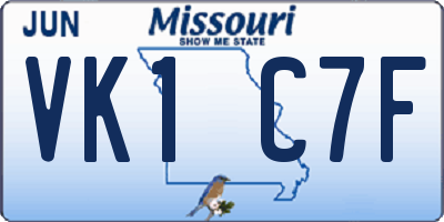 MO license plate VK1C7F