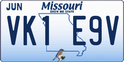 MO license plate VK1E9V