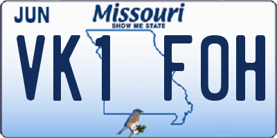 MO license plate VK1F0H