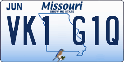 MO license plate VK1G1Q