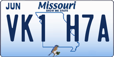 MO license plate VK1H7A
