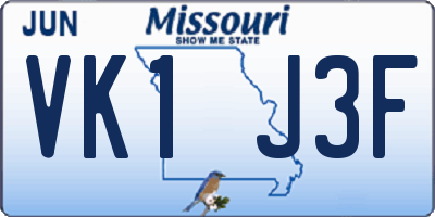 MO license plate VK1J3F