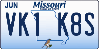 MO license plate VK1K8S