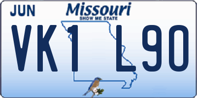 MO license plate VK1L9O