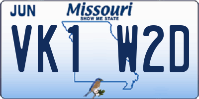 MO license plate VK1W2D