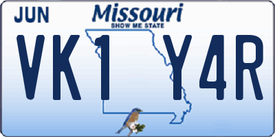 MO license plate VK1Y4R