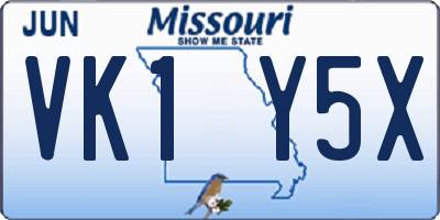 MO license plate VK1Y5X