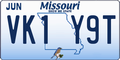 MO license plate VK1Y9T