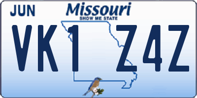 MO license plate VK1Z4Z