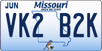 MO license plate VK2B2K