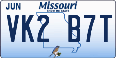 MO license plate VK2B7T
