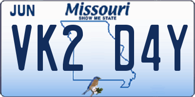 MO license plate VK2D4Y