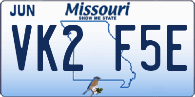 MO license plate VK2F5E