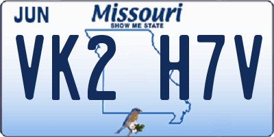 MO license plate VK2H7V