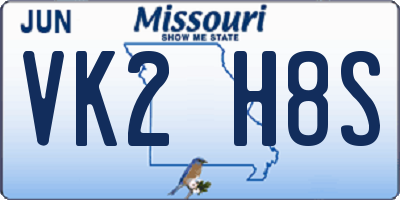 MO license plate VK2H8S