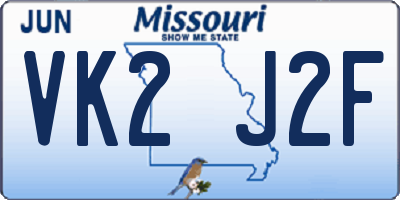 MO license plate VK2J2F