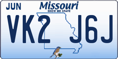MO license plate VK2J6J