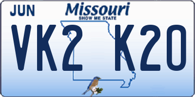 MO license plate VK2K2O