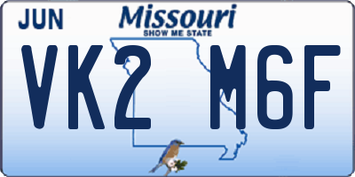 MO license plate VK2M6F