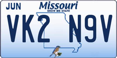 MO license plate VK2N9V