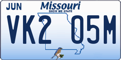 MO license plate VK2O5M